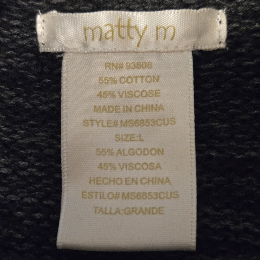 Maty M Women's Sweater Asymmetrical Envelope Cowl Neck Dark Grey Knit Size Large - Picture 3 of 6